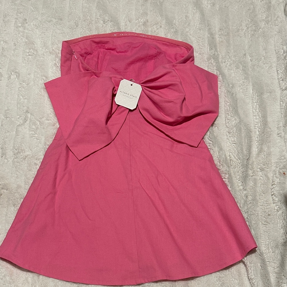 Altar'd State Pink Bow Strapless Blouse